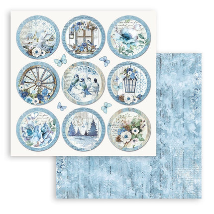 Beidseitig bedrucktes Scrapbook-Papier - Blue Land Kreise