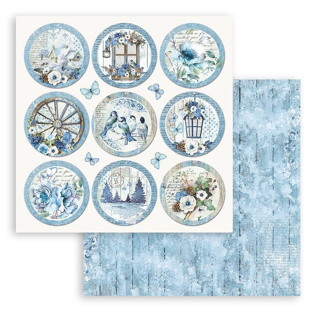 Beidseitig bedrucktes Scrapbook-Papier - Blue Land Kreise