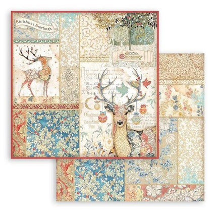 Beidseitig bedrucktes Scrapbook-Papier - Weihnachtsgrüße Hirsch
