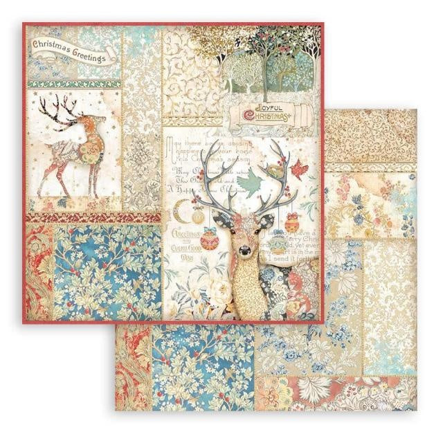 Beidseitig bedrucktes Scrapbook-Papier - Weihnachtsgrüße Hirsch