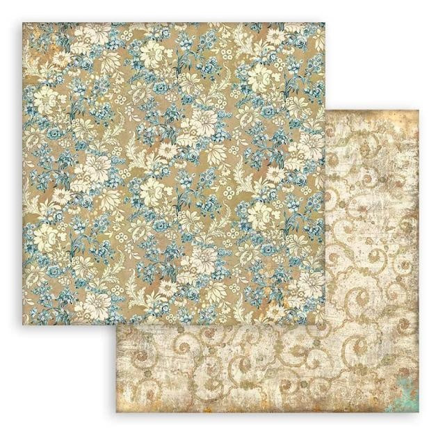 Beidseitig bedrucktes Scrapbook-Papier - Weihnachtsgrüße blaue Textur