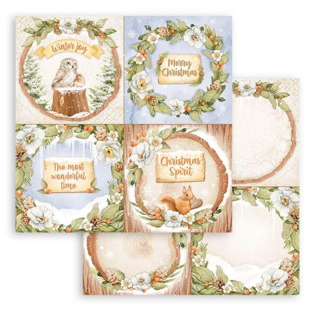 Beidseitig bedrucktes Scrapbook-Papier - Winter Valley 4 Karten