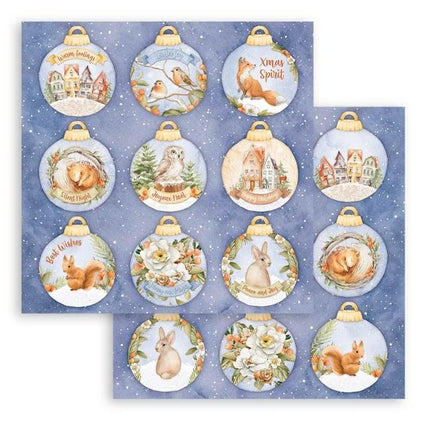 Beidseitig bedrucktes Scrapbook-Papier - Winter Valley Kugeln
