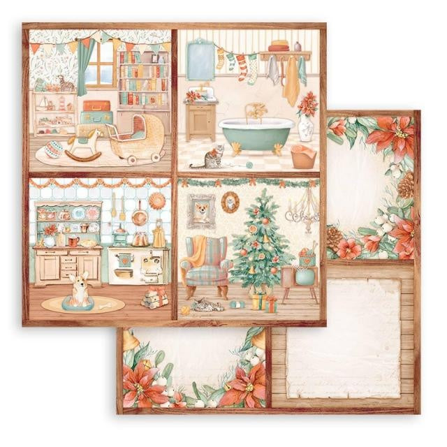 Beidseitig bedrucktes Scrapbook-Papier - All Around Christmas 4 Karten