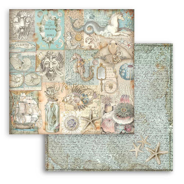 Beidseitig bedrucktes Scrapbook-Papier - Songs of the Sea Struktur