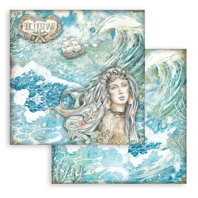 Beidseitig bedrucktes Scrapbook-Papier - Songs of the Sea Meerjungfrau