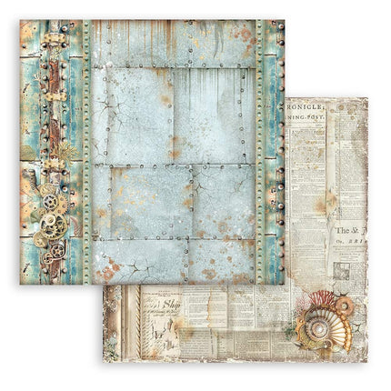 Beidseitig bedrucktes Scrapbook-Papier - Songs of the Sea Mechanismus-Rand
