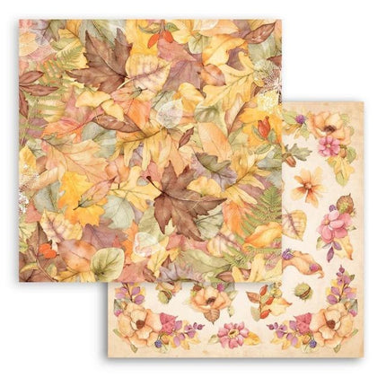 Beidseitig bedrucktes Scrapbook-Papier - Woodland Blätter