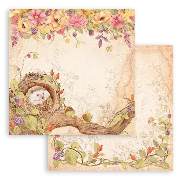 Beidseitig bedrucktes Scrapbook-Papier - Woodland Igel