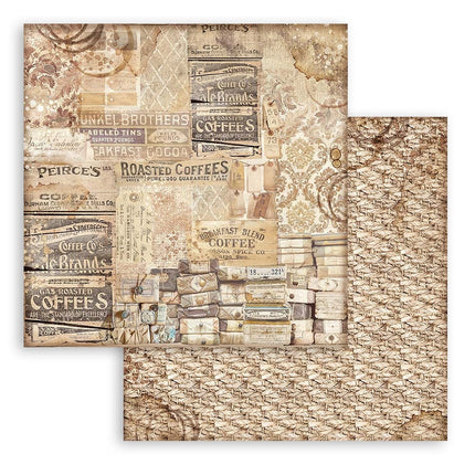 Beidseitig bedrucktes Scrapbook-Papier - Kaffee und Schokolade Muster