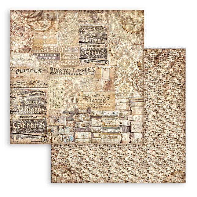 Beidseitig bedrucktes Scrapbook-Papier - Kaffee und Schokolade Muster