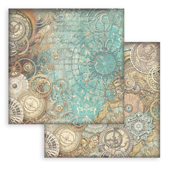 Beidseitig bedrucktes Scrapbook-Papier - Sir Vagabond in Fantasy World Mechanismen