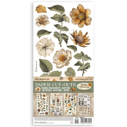 Papier-Ausschnitte beidseitig bedruckt - 4 Blatt 15x30,5 cm - Goldene Harmonie