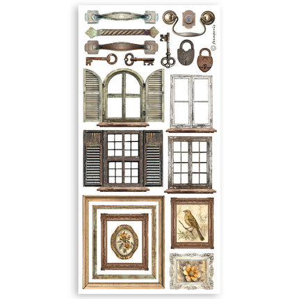 Papier-Ausschnitte beidseitig bedruckt - 4 Blatt 15x30,5 cm - Goldene Harmonie