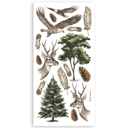 Papier-Ausschnitte beidseitig bedruckt - 4 Blatt 15x30,5 cm - Wald