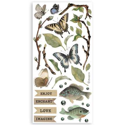 Papier-Ausschnitte beidseitig bedruckt - 4 Blatt 15x30,5 cm - Wald