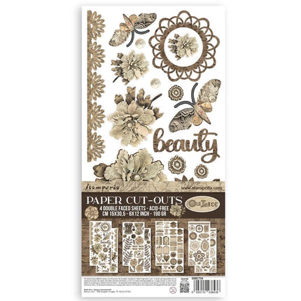 Papierausstanzungen 2 doppelseitig - 4 Blätter cm 15x30,5 - Old Lace