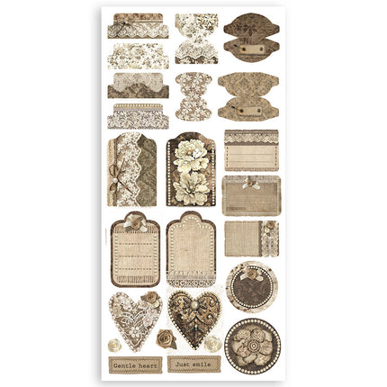 Papierausstanzungen 2 doppelseitig - 4 Blätter cm 15x30,5 - Old Lace