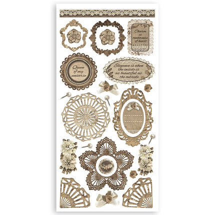 Papierausstanzungen 2 doppelseitig - 4 Blätter cm 15x30,5 - Old Lace