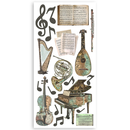 Papier-Ausschnitte 2 doppelseitig - 4 Blätter cm 15x30,5 - Musik