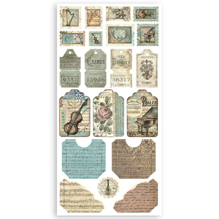 Papier-Ausschnitte 2 doppelseitig - 4 Blätter cm 15x30,5 - Musik
