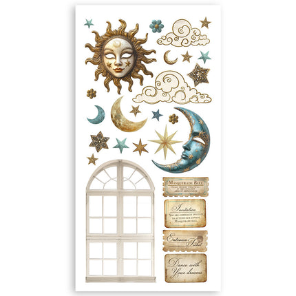 Papier-Ausschnitte 2-fach bedruckt - 4 Blätter 15x30,5 cm - Masquerade