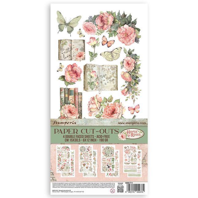 Papierausschnitte 2 doppelseitig - 4 Blatt 15x30,5 cm - House of Roses