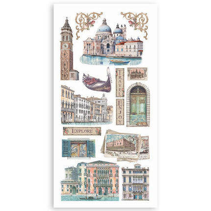 Papierausschnitte 2-fach beidseitig - 4 Blatt 15x30,5 cm - Venice City of Art