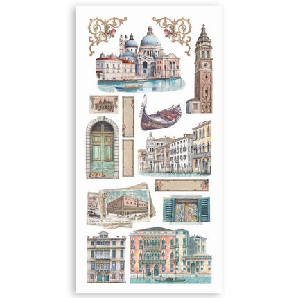 Papierausschnitte 2-fach beidseitig - 4 Blatt 15x30,5 cm - Venice City of Art