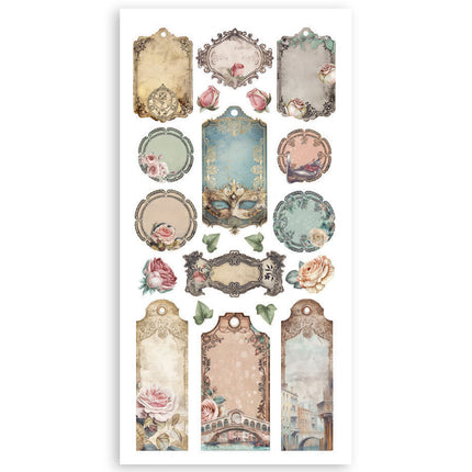 Papierausschnitte 2-fach beidseitig - 4 Blatt 15x30,5 cm - Venice City of Art