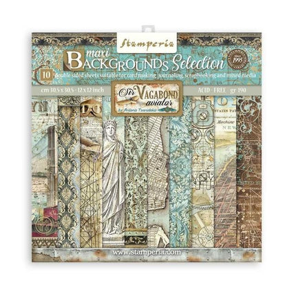 Papierblock 30,5x30,5 cm - 10 Blätter Maxi Hintergrundauswahl - Sir Vagabond Aviator