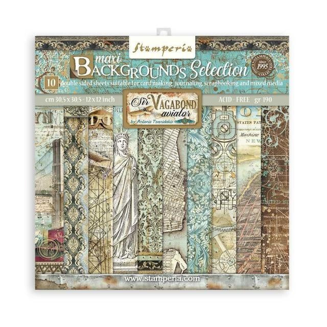 Papierblock 30,5x30,5 cm - 10 Blätter Maxi Hintergrundauswahl - Sir Vagabond Aviator