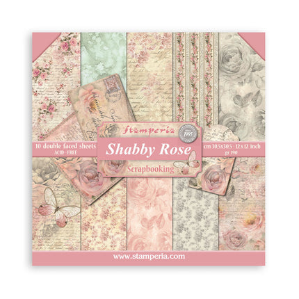 Papierblock 30,5x30,5 cm - 10 Blätter - Shabby Rose