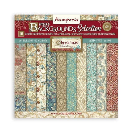 Papierblock 30,5x30,5 cm - 10 Blatt Maxi Hintergrundauswahl - Weihnachtsgrüße