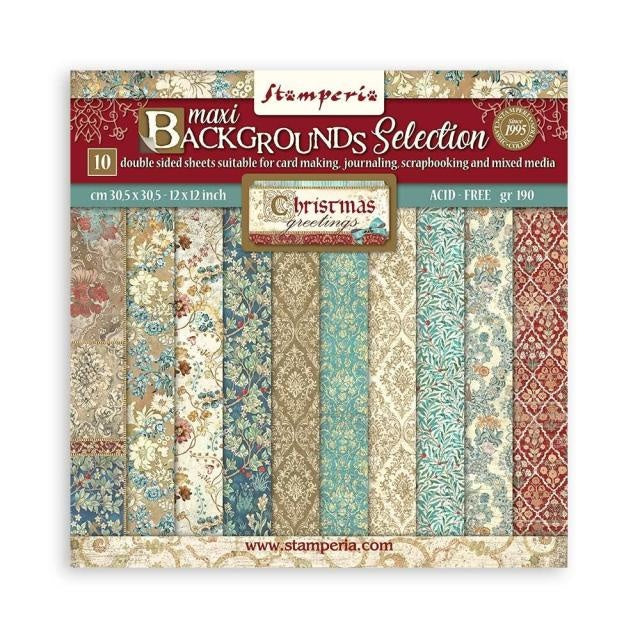Papierblock 30,5x30,5 cm - 10 Blatt Maxi Hintergrundauswahl - Weihnachtsgrüße