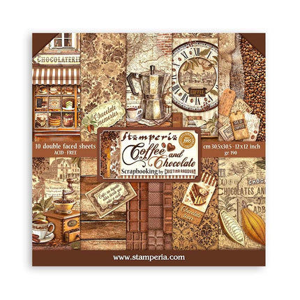Papierblock 30,5x30,5 cm - 10 Blätter - Kaffee und Schokolade