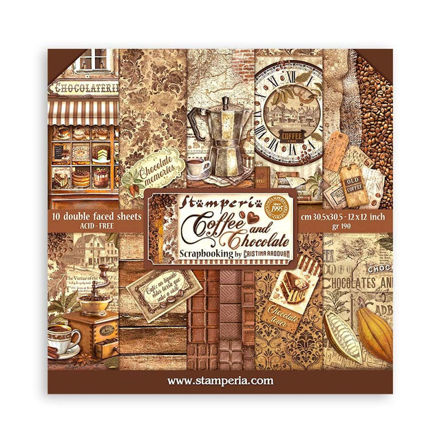 Papierblock 30,5x30,5 cm - 10 Blätter - Kaffee und Schokolade