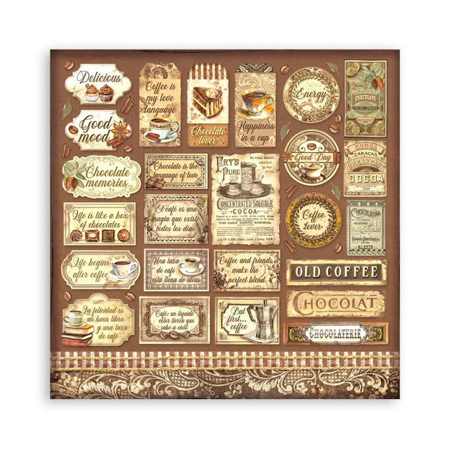 Papierblock 30,5x30,5 cm - 10 Blätter - Kaffee und Schokolade