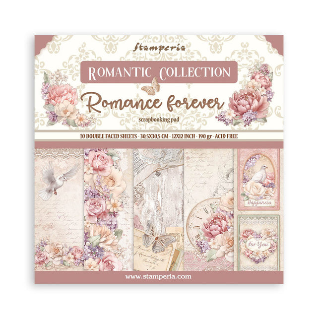 Papierblock 30,5x30,5 cm - 10 Blätter - Romance Forever