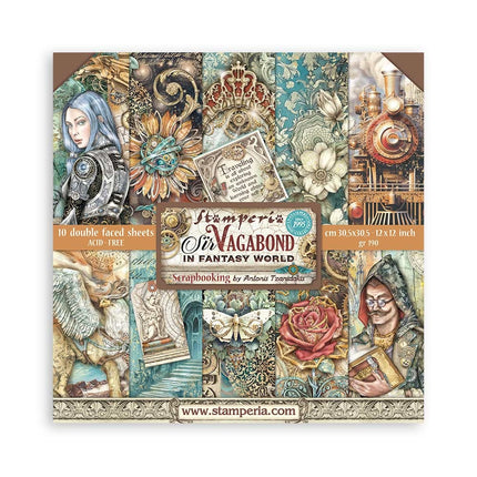 Papierblock 30,5x30,5 cm - 10 Blatt - Sir Vagabond in Fantasy World