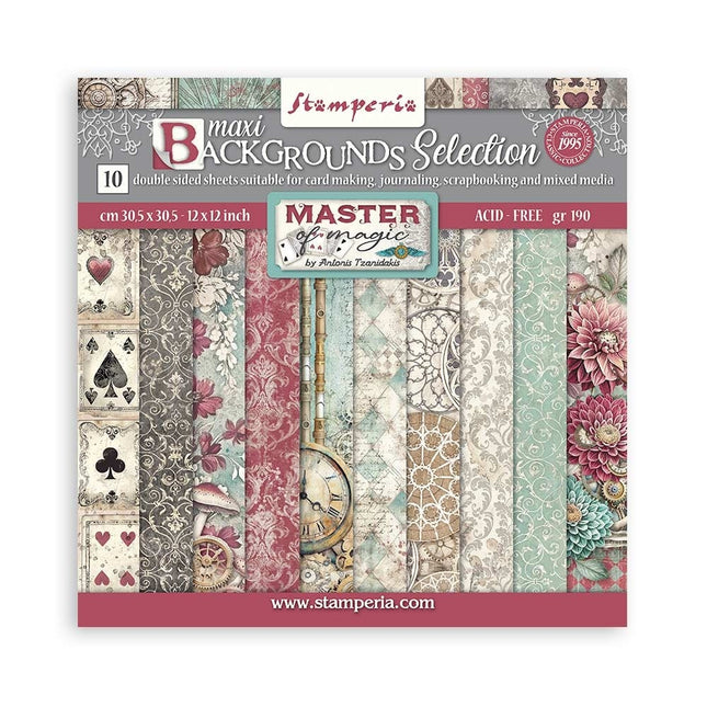 Papierblock 30,5x30,5 cm - 10 Blatt Maxi Hintergrundauswahl - Master of Magic