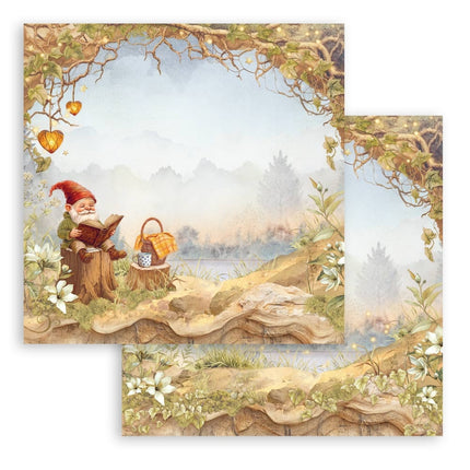 Papierblock 30,5x30,5 cm - 10 Blatt - Flüsternde Wälder