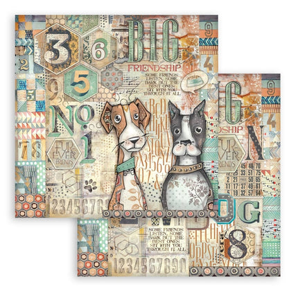 Papierblock 30,5x30,5 cm - 10 Blätter - Flauschige Freunde