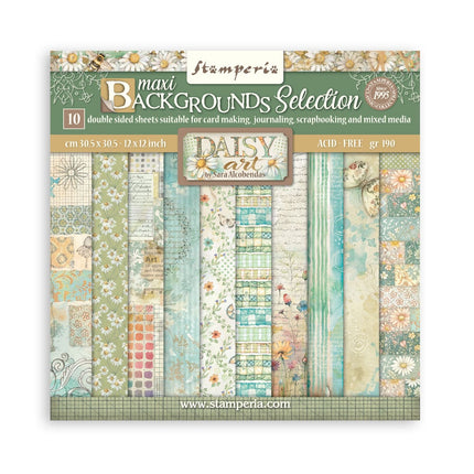 Scrapbooking Block 10 Blatt cm 30,5x30,5 (12"x12") Hintergrundauswahl - Daisy Art
