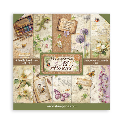 Scrapbooking Bedrucktes Pad für Kunst und Basteln 10 Blatt cm 30,5x30,5 (12"x12") - Rundum