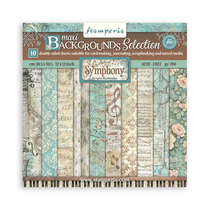 Scrapbooking-Druckblock für Kunst und Handwerk 10 Blatt cm 30,5x30,5 (12"x12") Hintergründe - Symphony