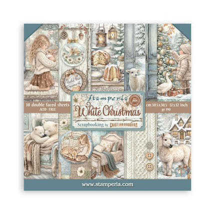 Scrapbooking Printed Pad for Art and Craft 10 sheets cm 30,5x30,5 (12"x12") - White Christmas