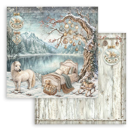 Scrapbooking Printed Pad for Art and Craft 10 sheets cm 30,5x30,5 (12"x12") - White Christmas
