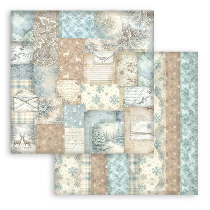 Scrapbooking Printed Pad for Art and Craft 10 sheets cm 30,5x30,5 (12"x12") Backgrounds - White Christmas