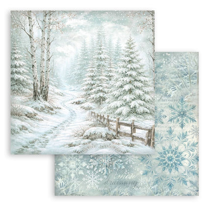 Scrapbooking Printed Pad for Art and Craft 10 sheets cm 30,5x30,5 (12"x12") Backgrounds - White Christmas